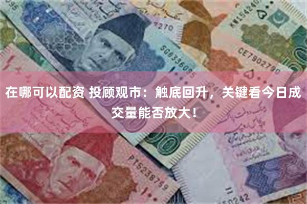 在哪可以配资 投顾观市：触底回升，关键看今日成交量能否放大！